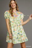 Vintage-Inspired Floral Puff Sleeve Tie Dress