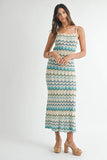 Lightweight Pointelle Chevron Knit Maxi Dress
