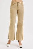High-Rise Raw Hem Wide Leg Denim