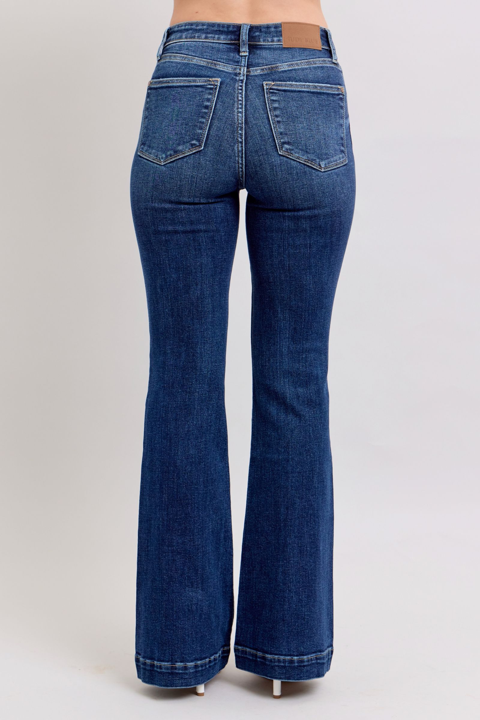 Full Size High Rise Flare Jeans with Pockets Plus Size
