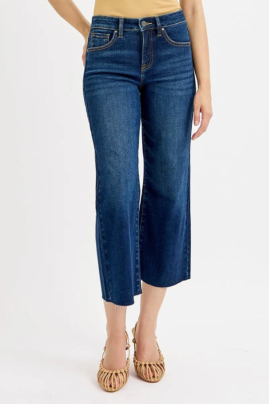 Full-Length High-Waist Crop Wide-Leg Jeans