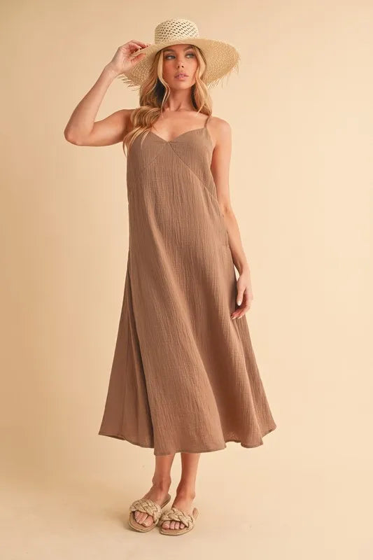 Side Button Midi Cami Dress