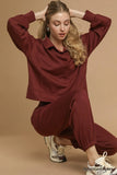 Exposed Stitch Long Sleeve Polo Shirt with Side Vent