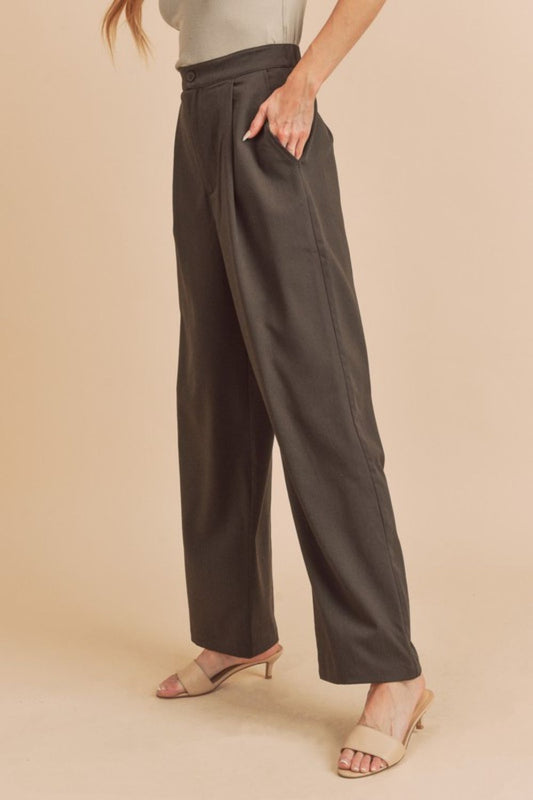 High Waist Wide Leg Pants with Side Pockets