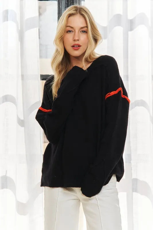 Stripe Accent Sweater Top