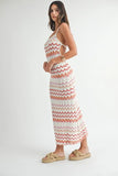 Lightweight Pointelle Chevron Knit Maxi Dress