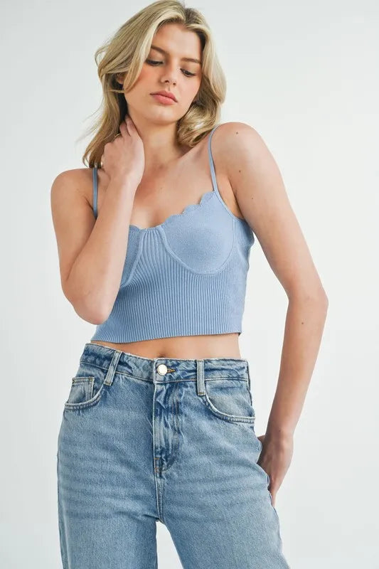 Scalloped Edge Ribbed Knit Cami