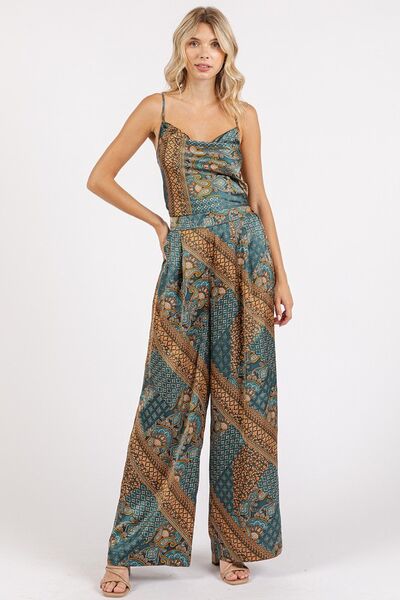 Mittoshop Paisley Patchwork Print Satin Wide Leg Pants