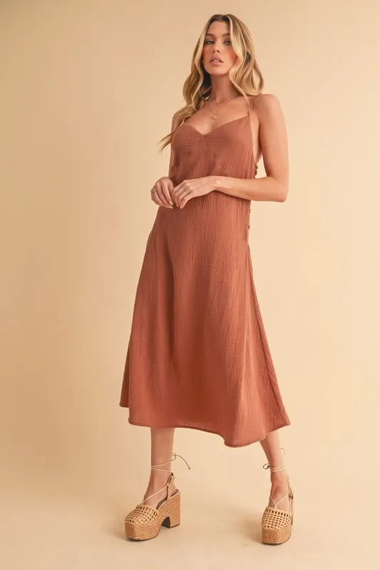 Side Button Midi Cami Dress