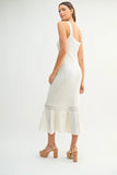 Ruffled Hem Sleeveless Crochet Knit Midi Dress