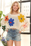 Floral Patch Sweater Crop Top