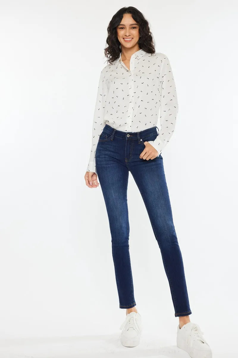 Mid Rise Streamlined Denim Pants