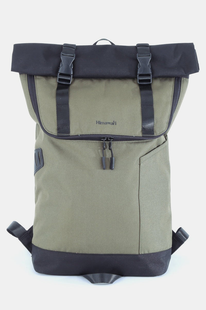Contrast Waterproof Canvas Backpack Bag - Army Green