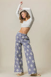 Flower Printed Side Pocket Wide Pants