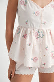 Stripe Embroidered Peplum Cami and Shorts Set
