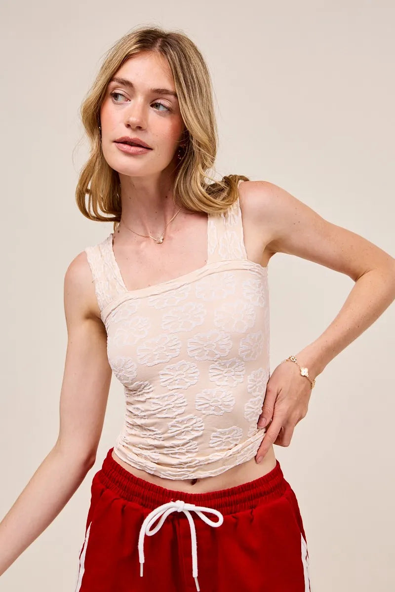 Floral Design Seamless Two-Tone Tank Top