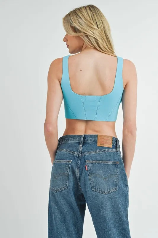 Corset Design Detail Crop Knit Top