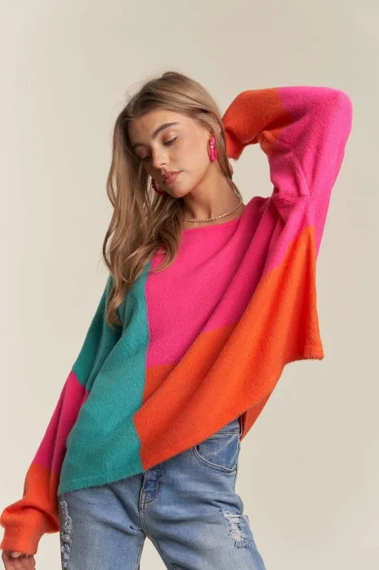 Loose Fit Colorblock Sweater