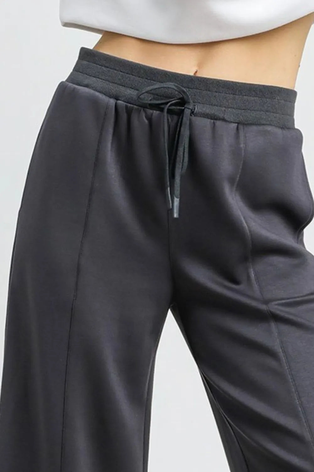 Elastic Waist Cropped Wide-Leg Sweatpants
