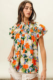Multi Color Floral Print Woven Top