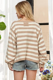 Drop Shoulder Soft Stripe Sweater Top