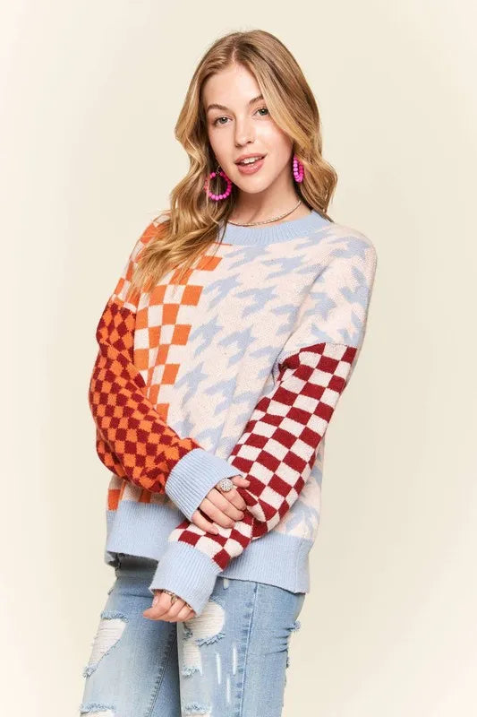 Checker and Houndstooth Sweater