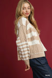 Modern Stripe Cable-Knit Button-Up Cardigan