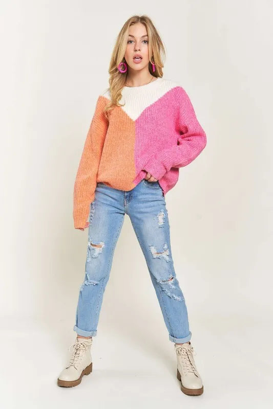 Colorblock Comfy Sweater Top