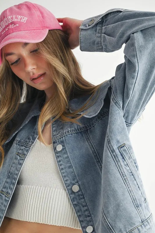 Scallop Peter Pan Collar Denim Jacket