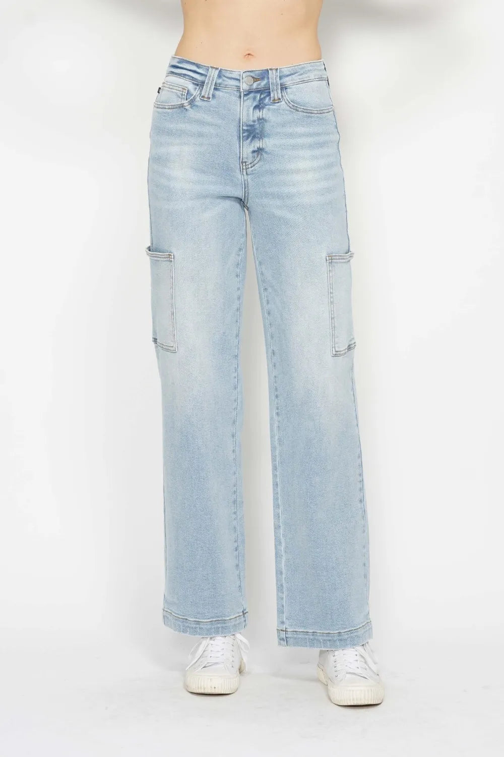 High-Rise Utility Straight-Leg Cargo Jeans