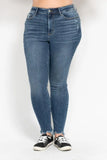 Plus Size High Waist Skinny with Destroy & Shark Bit Hem