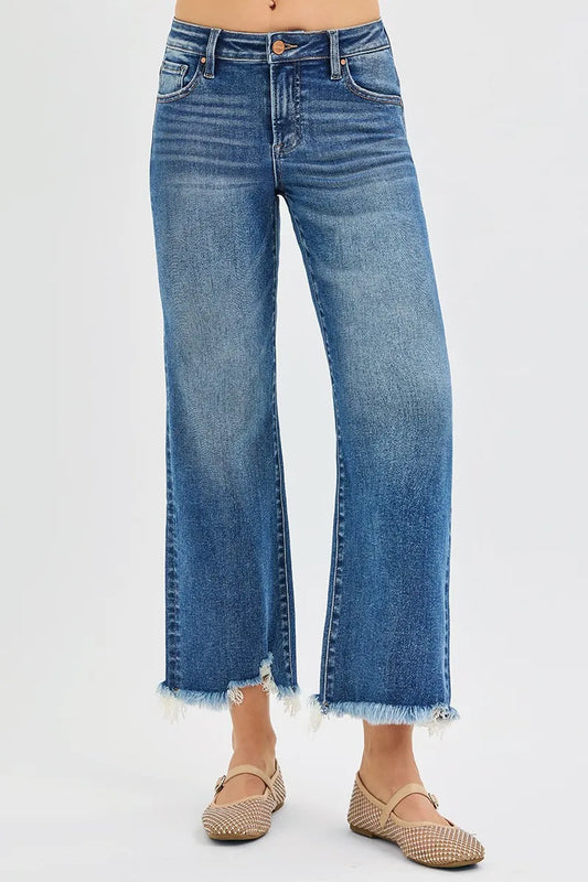 Wide Leg High Waist Crop Jeans