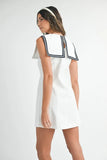 Contrast Piping Square Sailor Collar Mini Dress