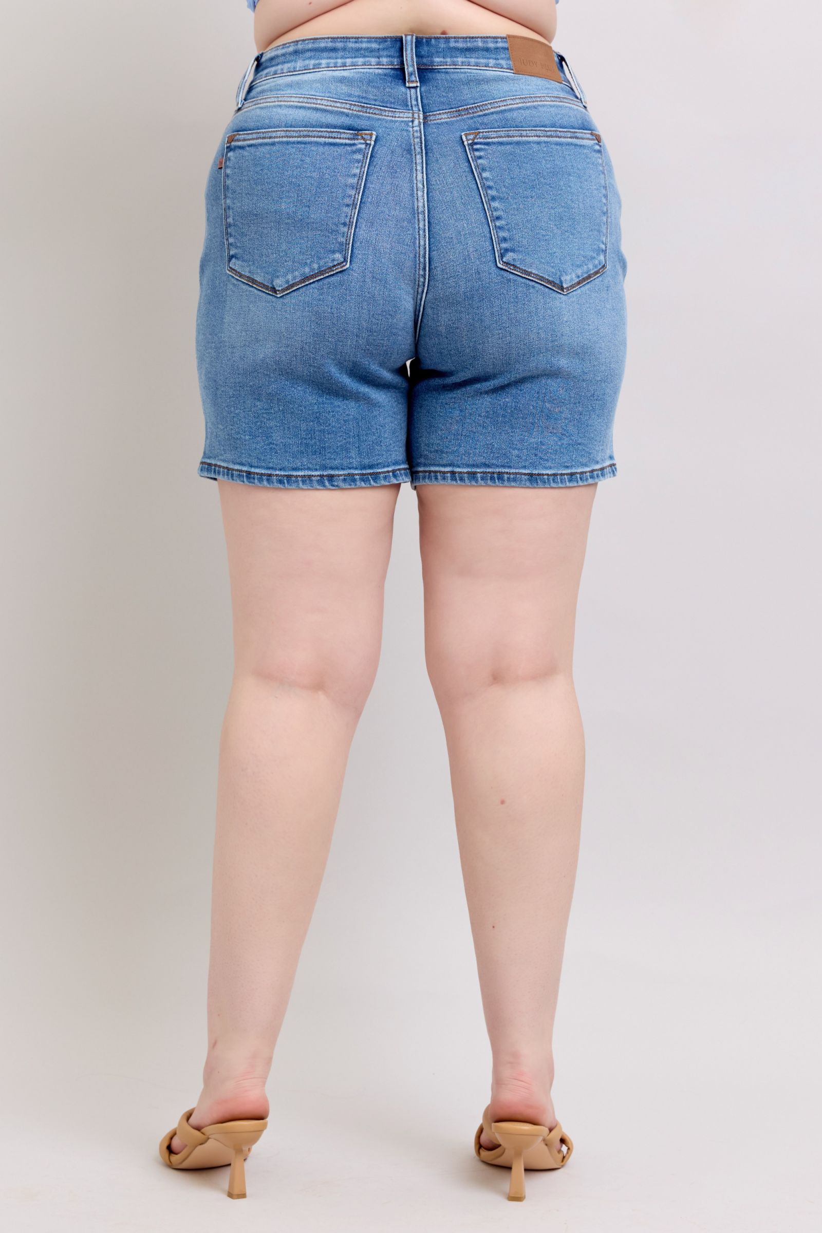 Full Size 2 Button Denim Shorts with Pockets Plus Size