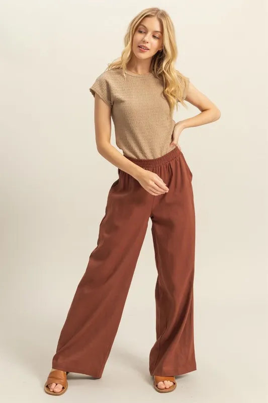 Front Tie Waist Tiered Palazzo Pants
