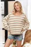 Drop Shoulder Soft Stripe Sweater Top