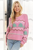 Full Size Fluffy Tree Sweater Top