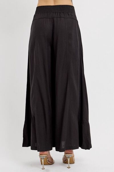 Shirring Detail Wide Leg Pants