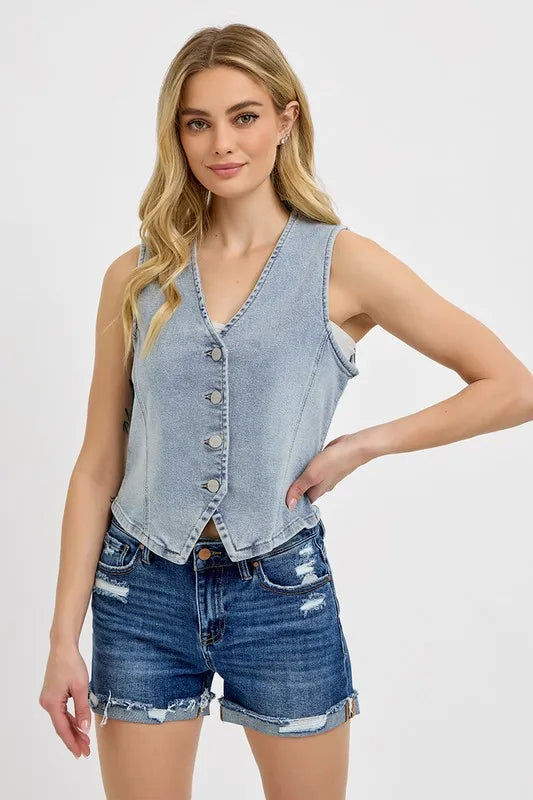 V-Neck Button Down Vest