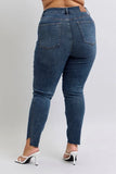 Full Size High Waist Tummy Control Step Hem Skinny Jeans Plus Size