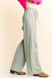 Rhinestone Elastic Waist Wide Leg Pants