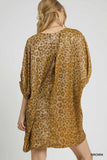Shimmering Leopard V-Neck Glam Kimono Dress