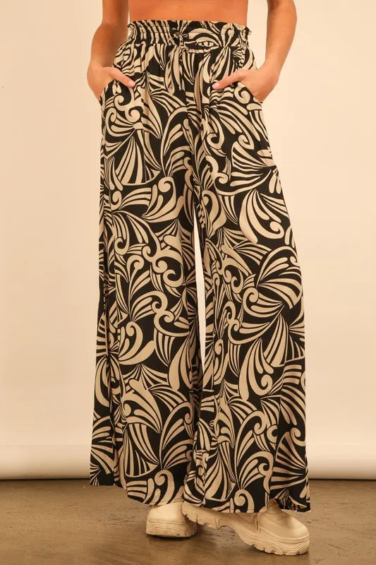 Printed Wide Leg Pants