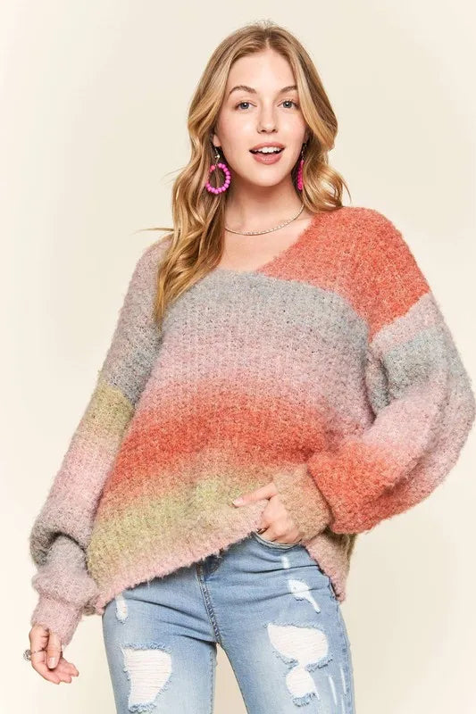 Multi Color Ombre Sweater Top