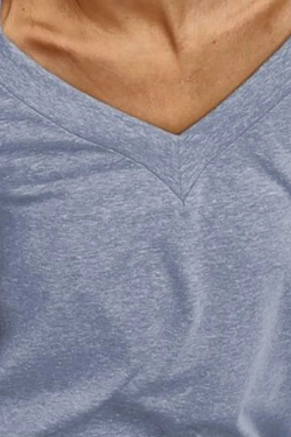 Triblend V Neck Top with Shoulder Shrring Detail