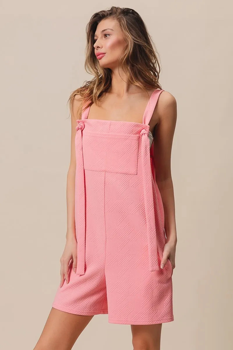 Texured Jacquard Romper with Side Pockets