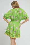 Boho Floral Belted Short Sleeve Shirt Dress
