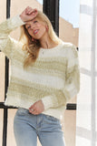 Horizontal Stripes Knit Textured Sweater