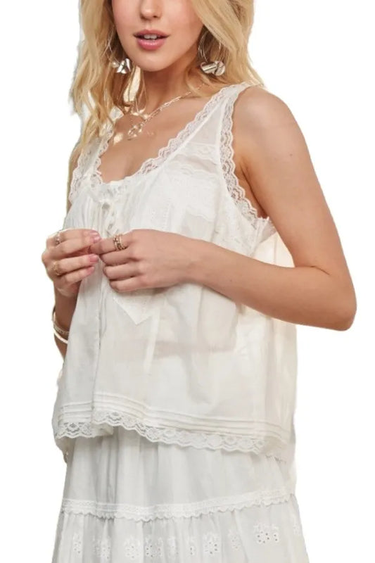Lace Detail Contrast Top