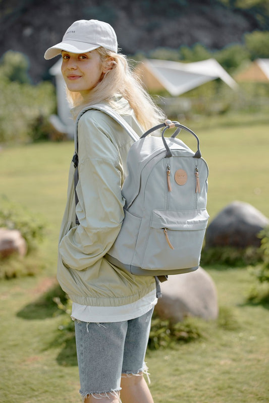 Waterproof Backpack Bag with Multilayer Pockets - Light Gray